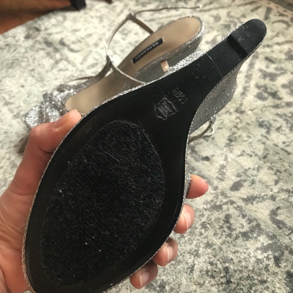 Silver sparkle caparros wedding wedges - Picture 4 of 6